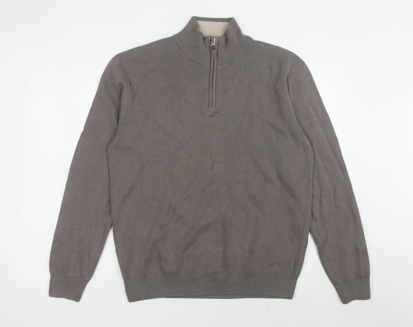 Next Men's Grey High Neck Cotton Pullover Jumper M