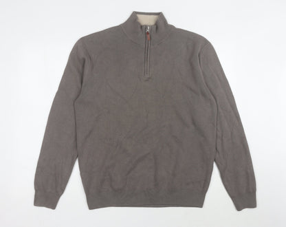 Next Men's Grey High Neck Cotton Pullover Jumper M