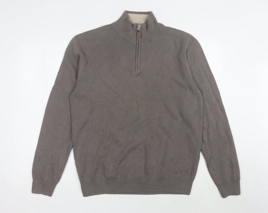 Next Men's Grey High Neck Cotton Pullover Jumper M