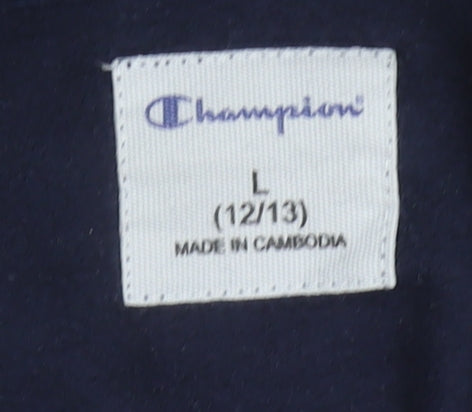 Champion Boys Black Hooded Pullover Hoodie L 12-13 Years