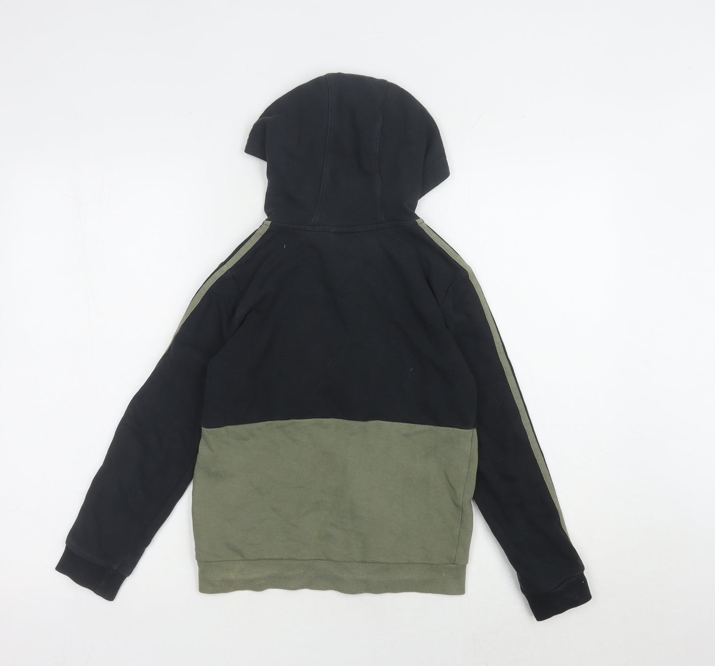 Adidas Boys Black Hoodie, 9-10 Years, Full Zip, Colourblock