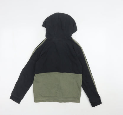 Adidas Boys Black Hoodie, 9-10 Years, Full Zip, Colourblock