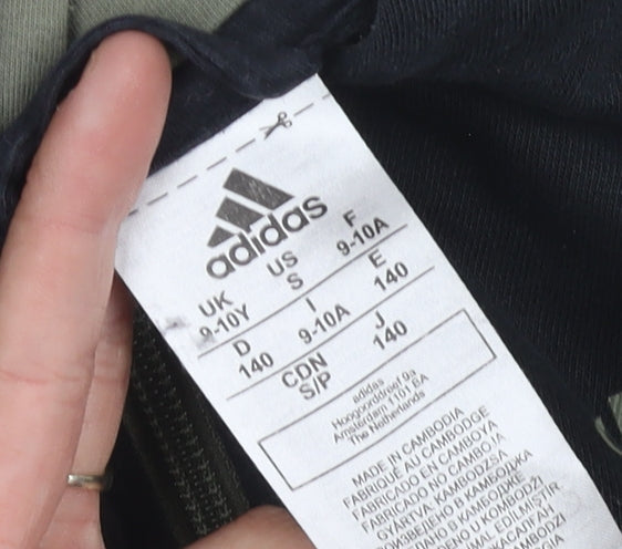 Adidas Boys Black Hoodie, 9-10 Years, Full Zip, Colourblock