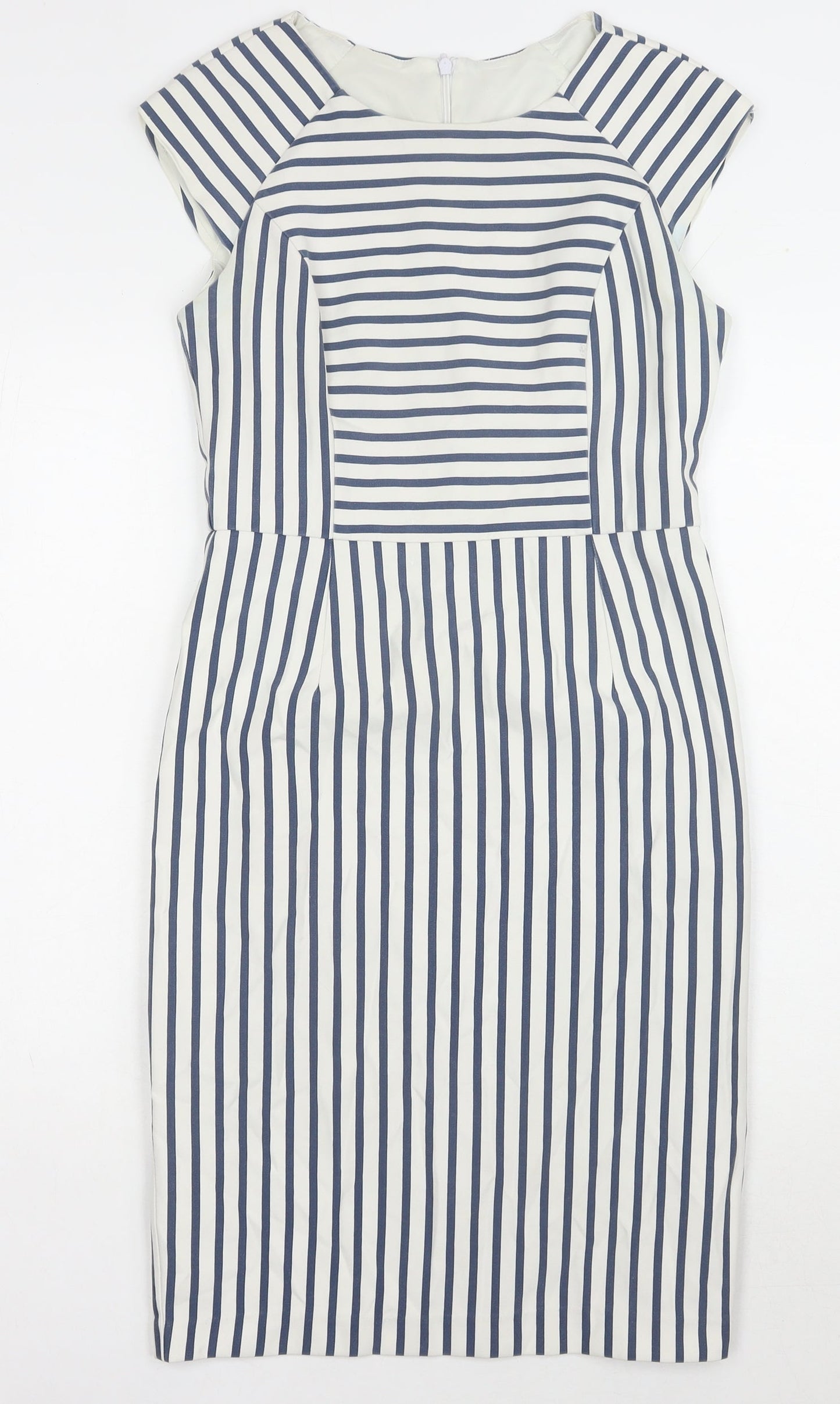 Oasis Women's Blue Striped Sheath Dress Size 10