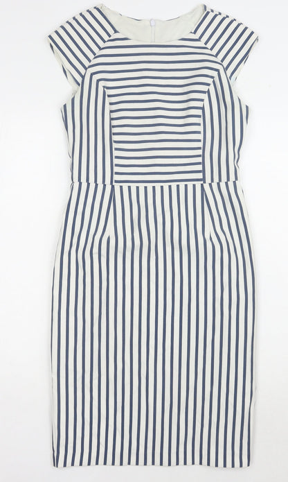 Oasis Women's Blue Striped Sheath Dress Size 10