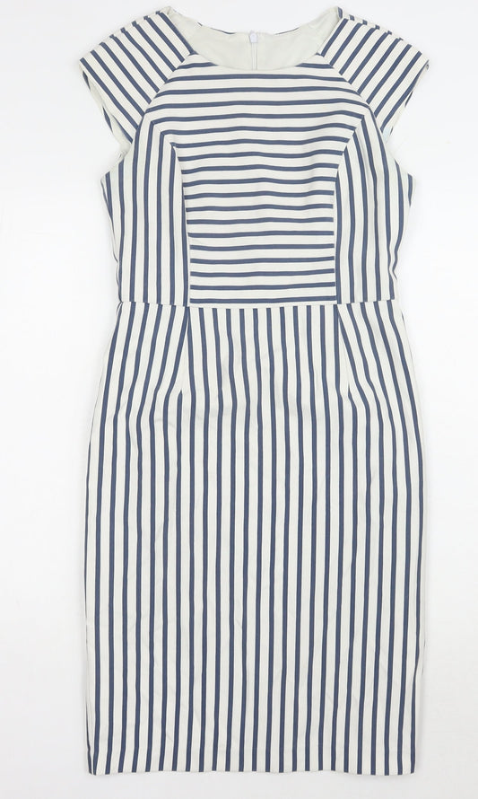 Oasis Women's Blue Striped Sheath Dress Size 10