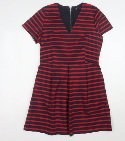 Gap Womens Red Striped Short Sleeve Dress Size 10