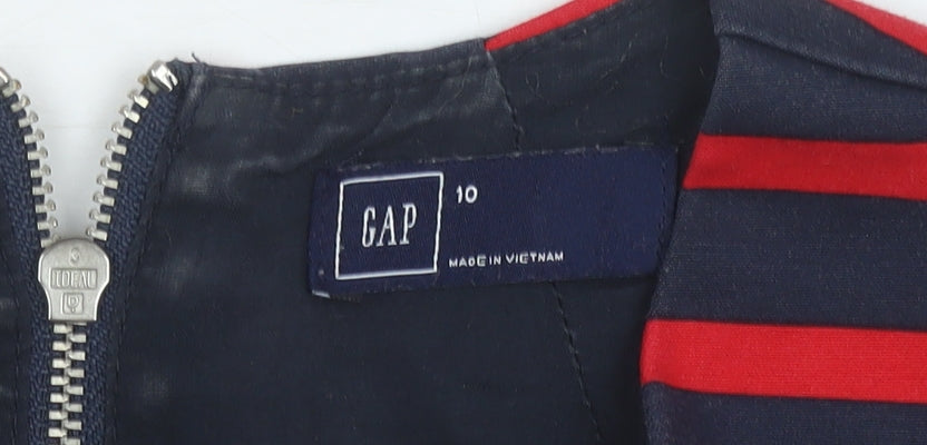 Gap Womens Red Striped Short Sleeve Dress Size 10