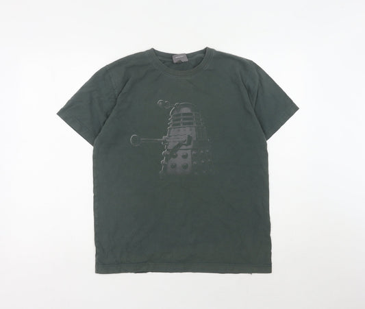 Additional front view of Chunk unisex dalek t-shirt green small