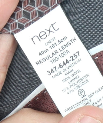 Mens UK Size 40 NEXT Regular Grey Suit Jacket