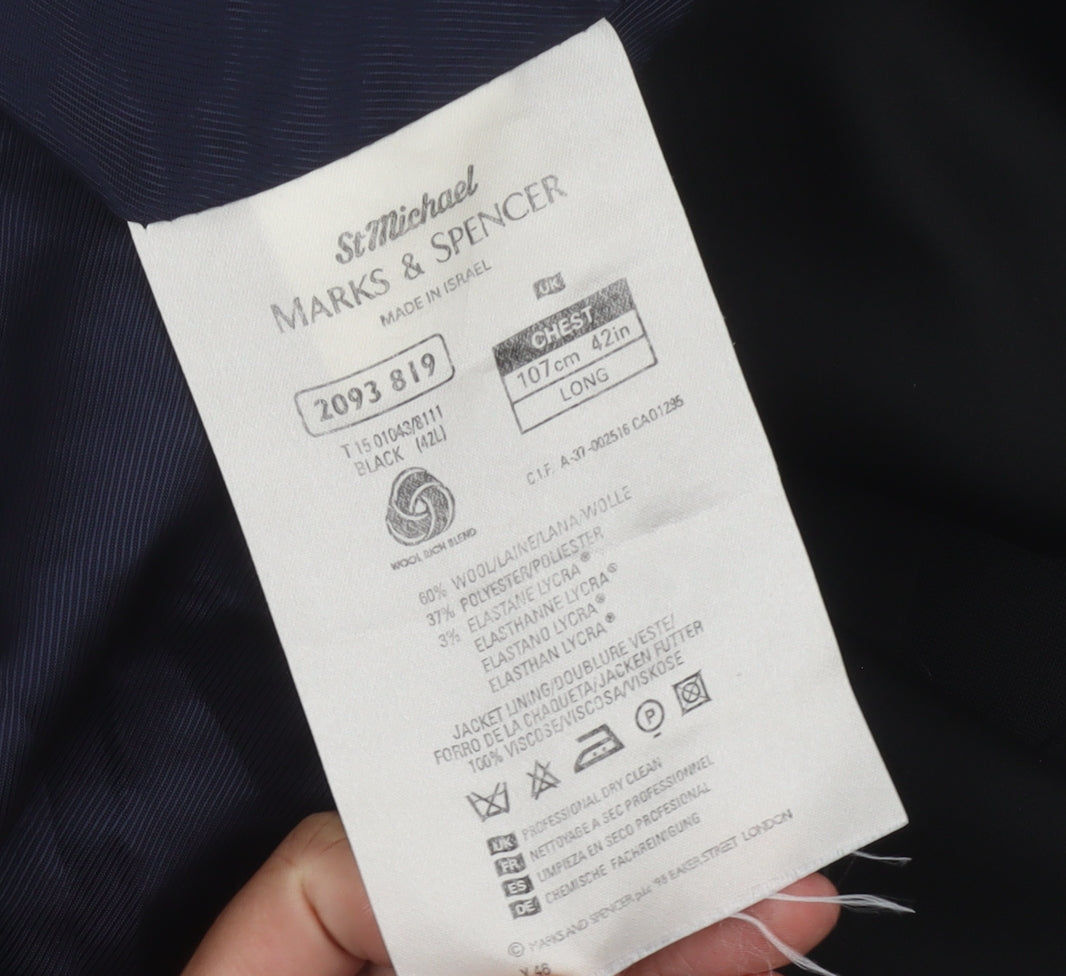 Mens UK Size 42 Marks and Spencer Regular Black Suit Jacket