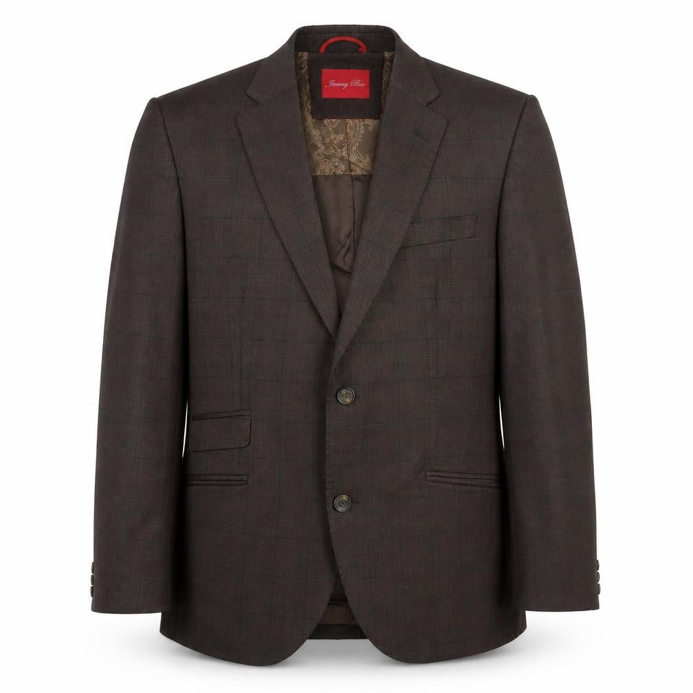 Front view of Jimmy Bee Brown Check Blazer for Men - Size 38S