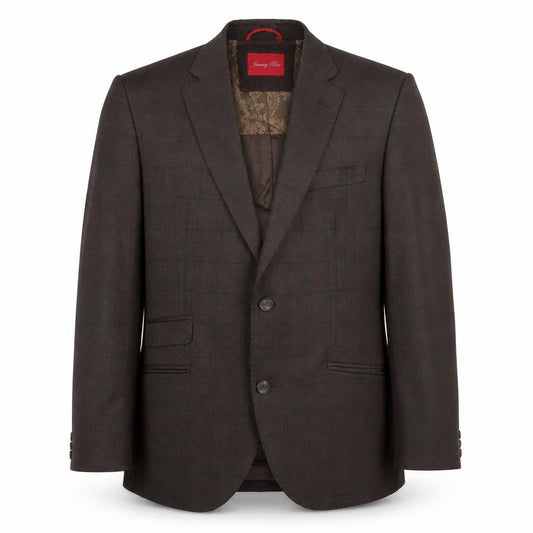 Front view of Jimmy Bee Brown Check Blazer for Men - Size 38S