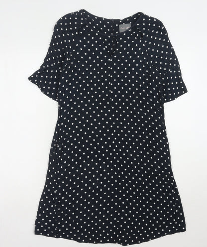 Phase Eight Women's Black Polka Dot Shift Dress, Size 8
