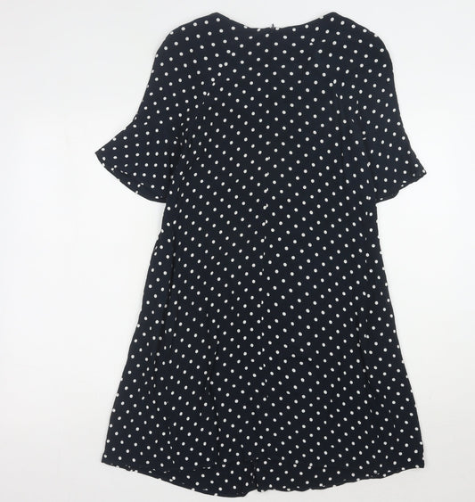 Phase Eight Women's Black Polka Dot Shift Dress, Size 8