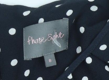Phase Eight Women's Black Polka Dot Shift Dress, Size 8
