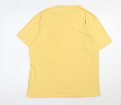 Pull & Bear Men's Yellow XL T-Shirt, Crew Neck