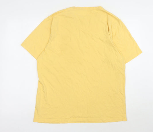 Pull & Bear Men's Yellow XL T-Shirt, Crew Neck