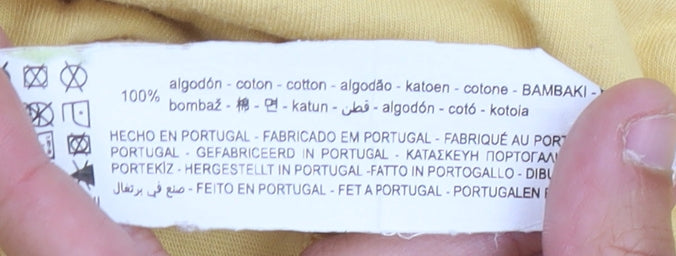 Pull & Bear Men's Yellow XL T-Shirt, Crew Neck