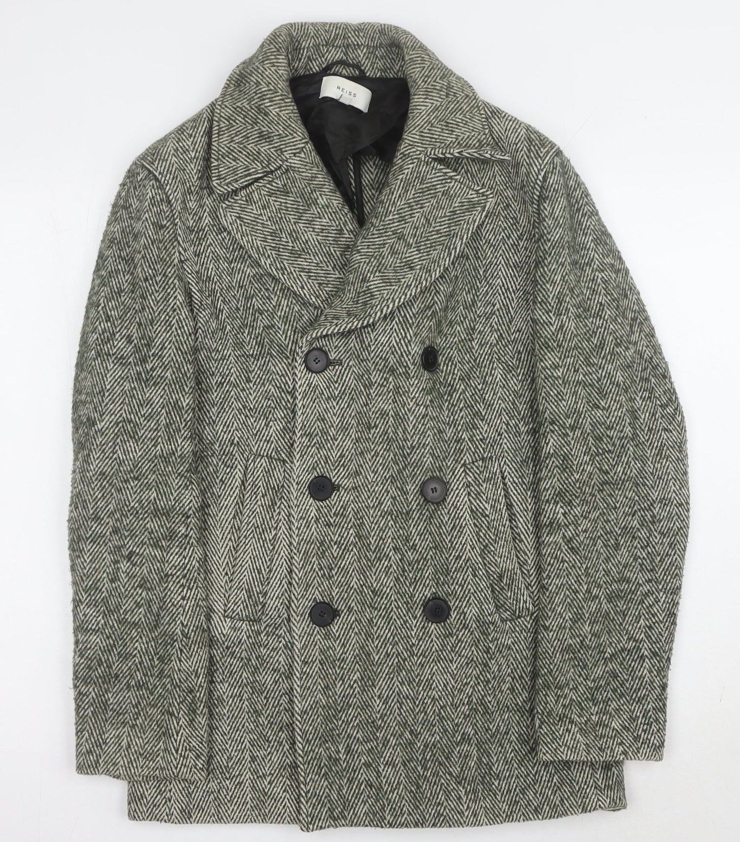 Reiss Women's Grey Herringbone Pea Coat XS