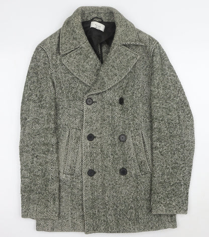 Reiss Women's Grey Herringbone Pea Coat XS