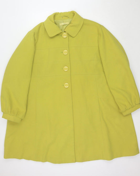 Agenda Women's Yellow Long Coat Size 4, Button Closure
