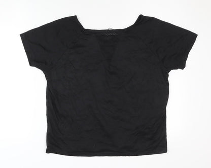 ERGEENOMIXX Black Women's Crew Neck Short Sleeve T-Shirt 10