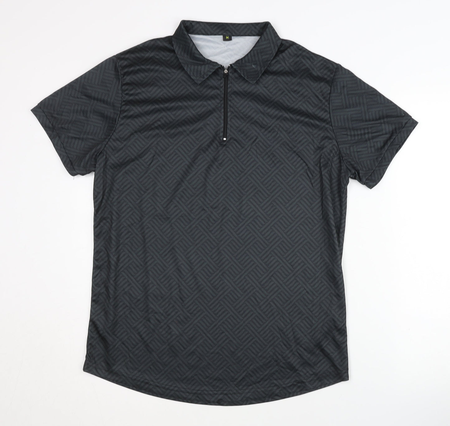 Men's Black Polo Geometric Activewear Top M