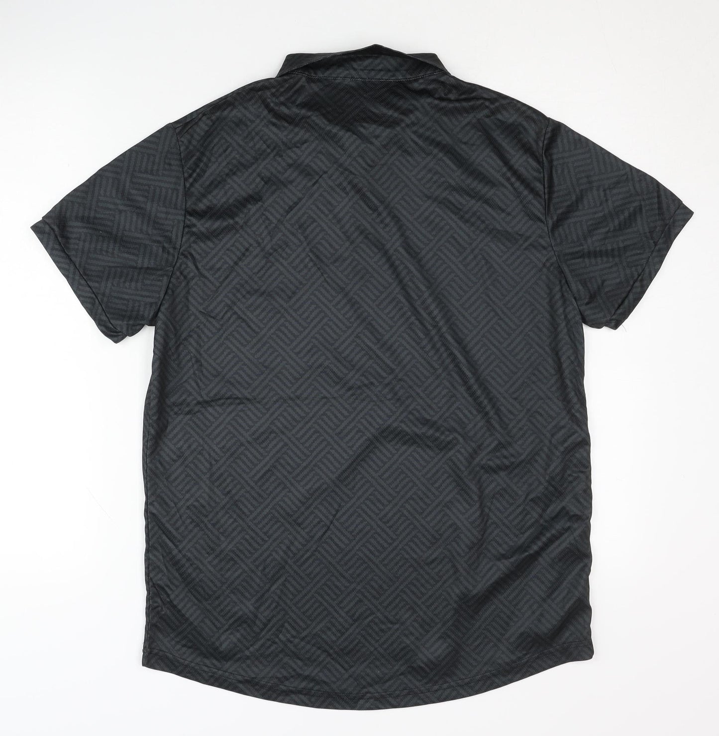 Men's Black Polo Geometric Activewear Top M