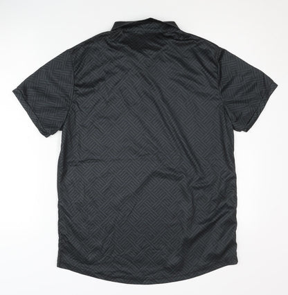 Men's Black Polo Geometric Activewear Top M