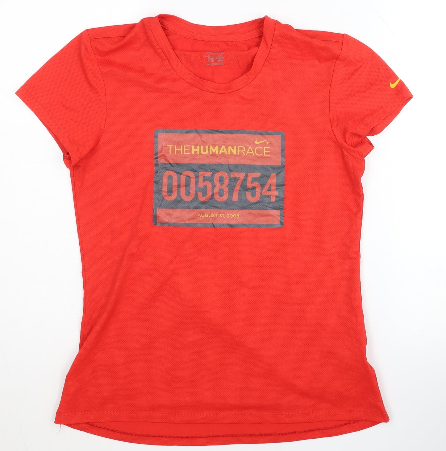 Nike Women's Red Running T-Shirt, Size 10/12, Moisture-Wicking