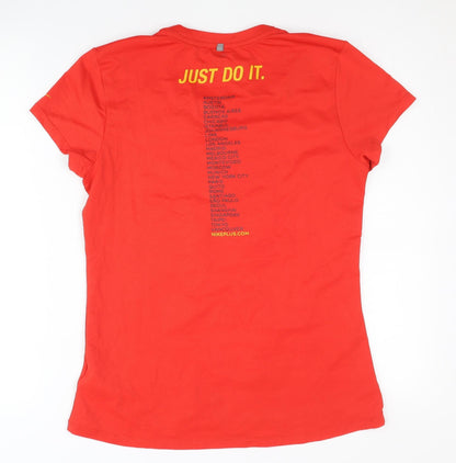 Nike Women's Red Running T-Shirt, Size 10/12, Moisture-Wicking
