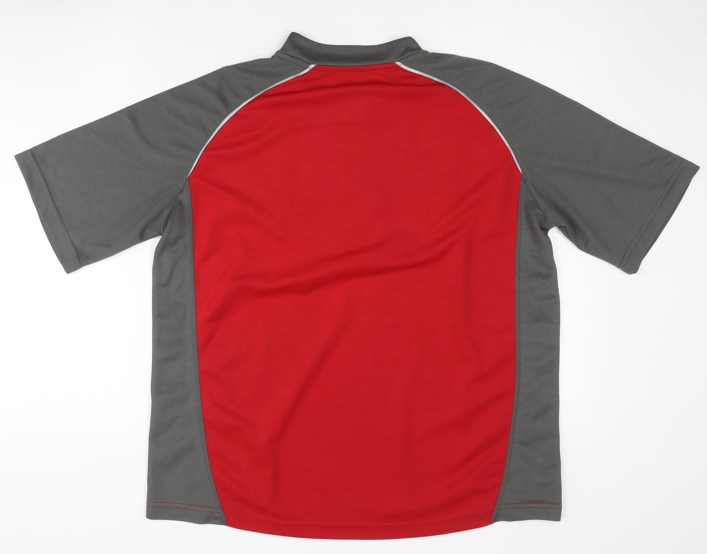 Men's Red 1/4 Zip Activewear T-Shirt Large