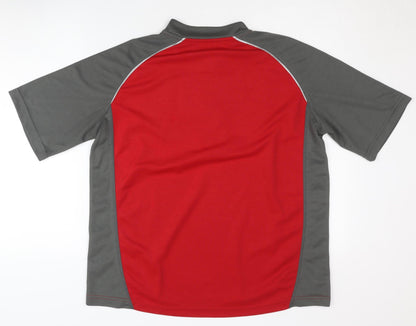 Men's Red 1/4 Zip Activewear T-Shirt Large