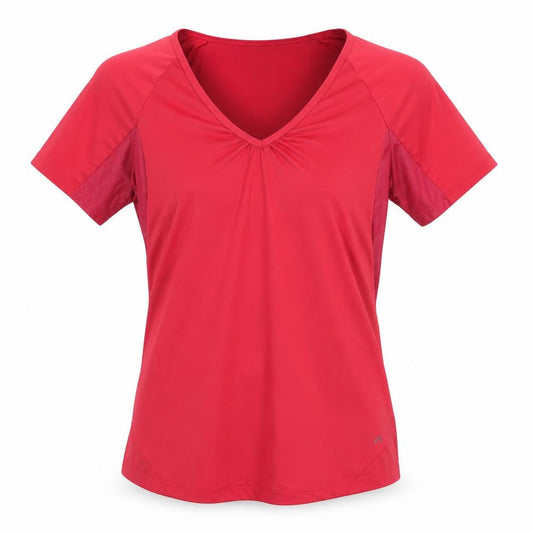 Quechua Women's Red V-Neck Activewear Top S