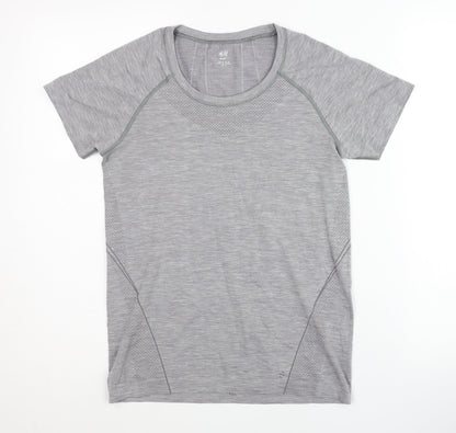 H&M Grey Unisex Gym T-Shirt - M, Regular Fit, Breathable