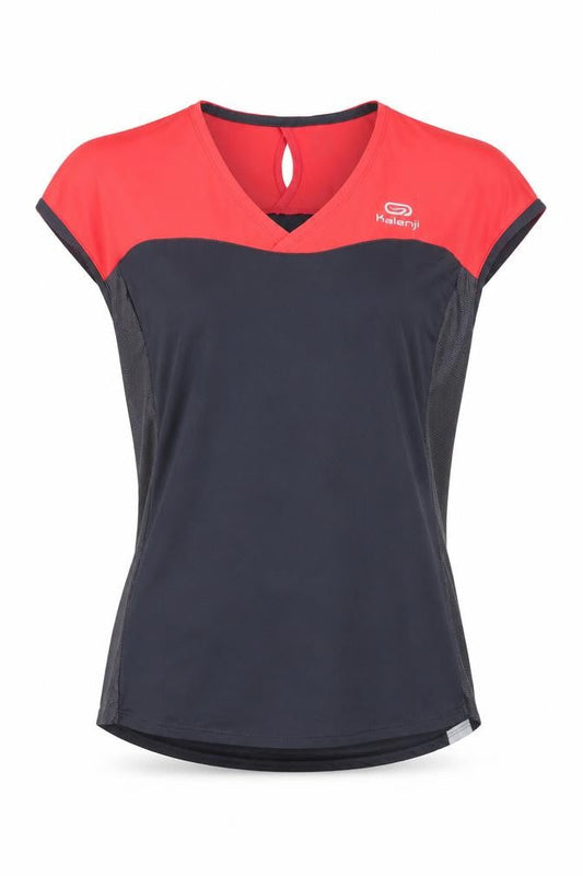 Oxylane Women's Black Red Sleeveless Running T-Shirt 2XS