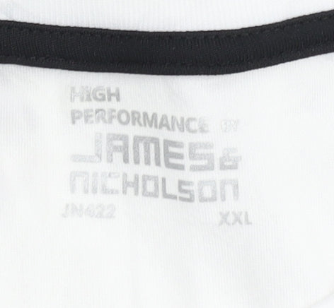 James and Nicholson White Unisex 2XL Gym T-Shirt