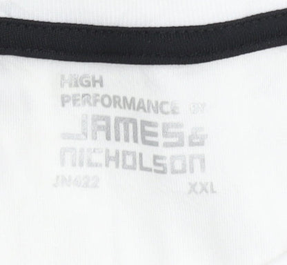 James and Nicholson White Unisex 2XL Gym T-Shirt