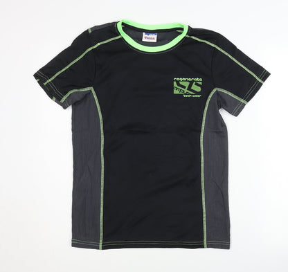 Yigga Boys Black Sport T-Shirt, Age 13-14, Breathable Activewear
