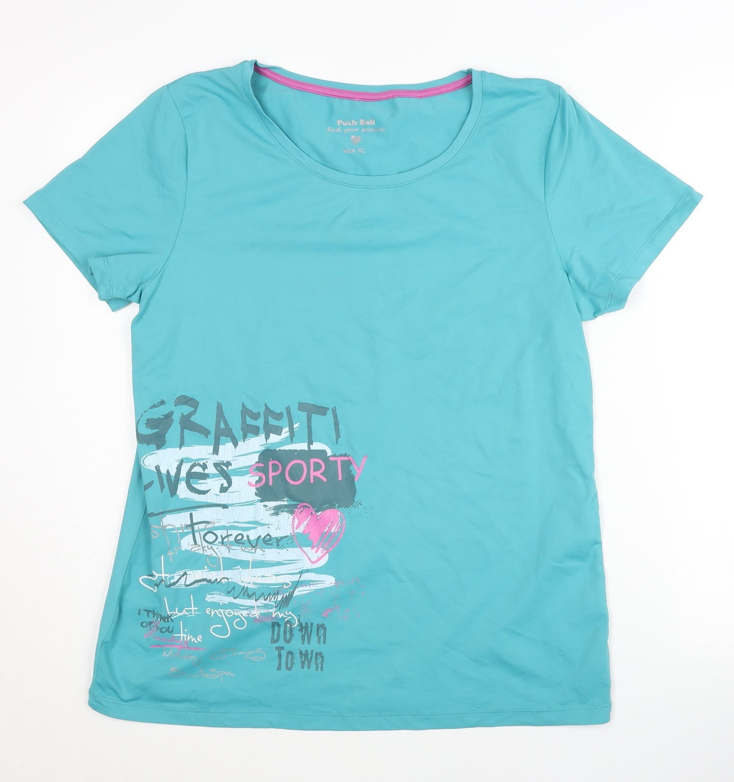 Push Ball Women's Blue XL Activewear T-Shirt