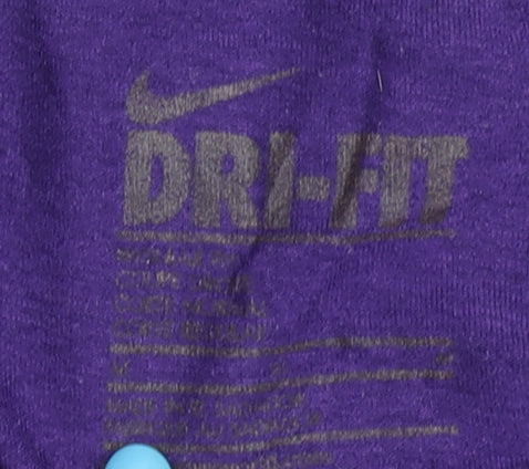 Nike Women's Purple V-Neck T-Shirt, Size S, Moisture Wicking