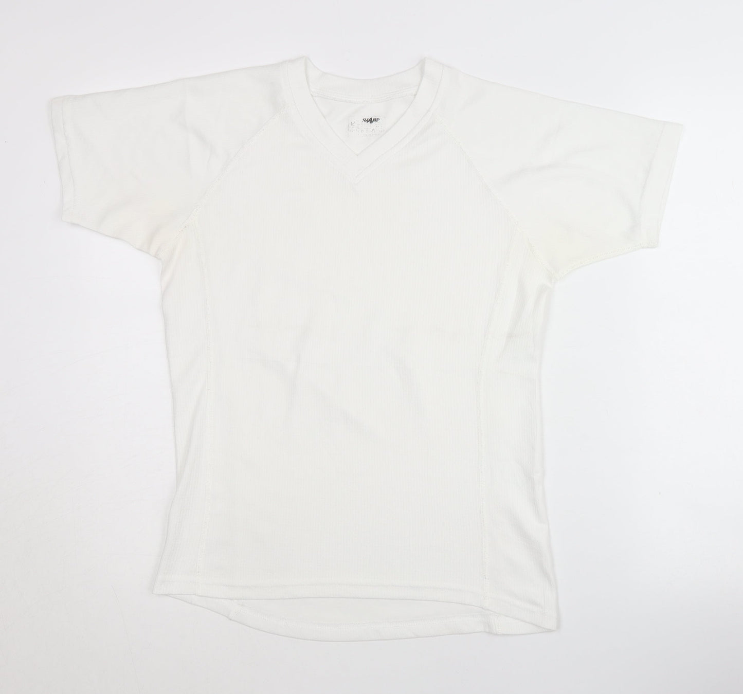 Island White Unisex Adult M Basic V-Neck T-Shirt