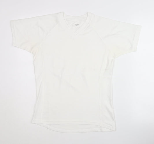 Island White Unisex Adult M Basic V-Neck T-Shirt