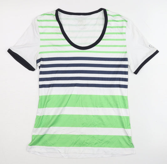 Limited Sports Women's Multicoloured Striped T-Shirt