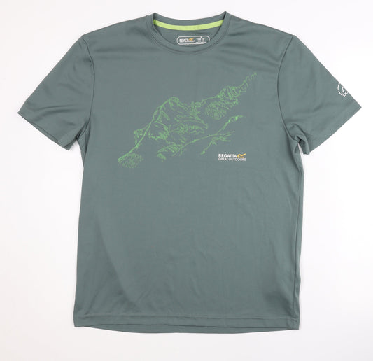 Regatta Men's Green T-Shirt, Size M, Graphic Print