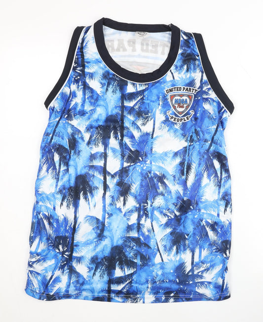 Mega Park Unisex Blue Sleeveless Palm Tank Top L