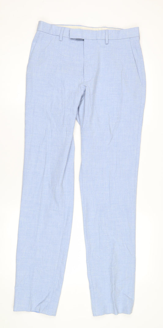 Marks and Spencer Men's Blue Slim Fit Trousers
