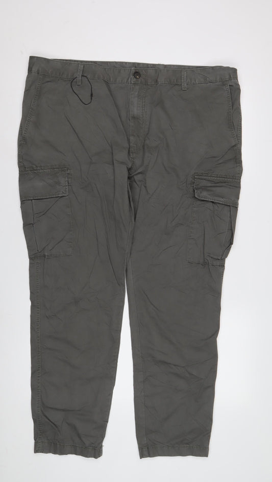 Marks and Spencer Men's Green Cargo Trousers Slim 42x31
