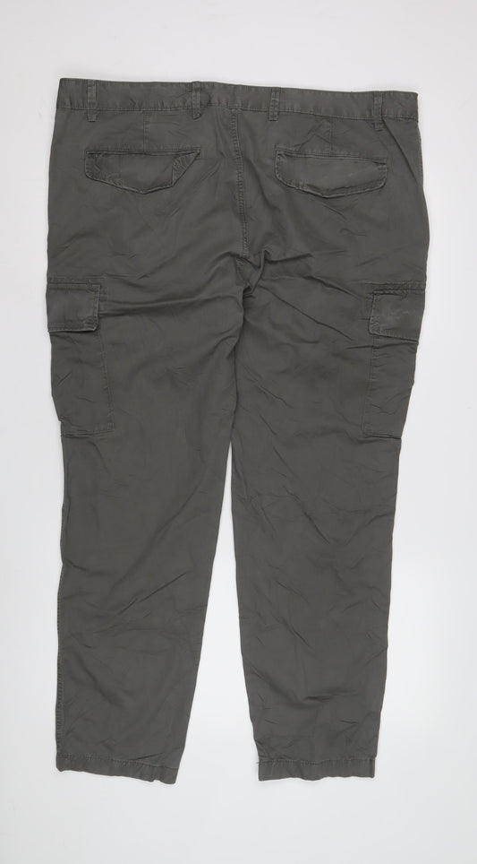Marks and Spencer Men's Green Cargo Trousers Slim 42x31